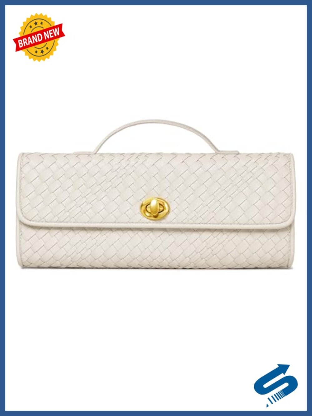 Woven Vegan Leather Evening Clutch Crossbody Bag Formal Purse